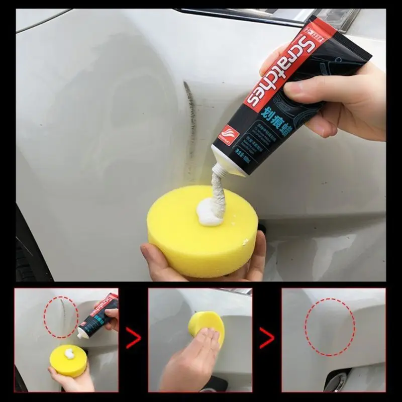 Kit reparo de arranhões de carro 100ml, creme de cera de polimento, removedor de riscos de carro, cuidados