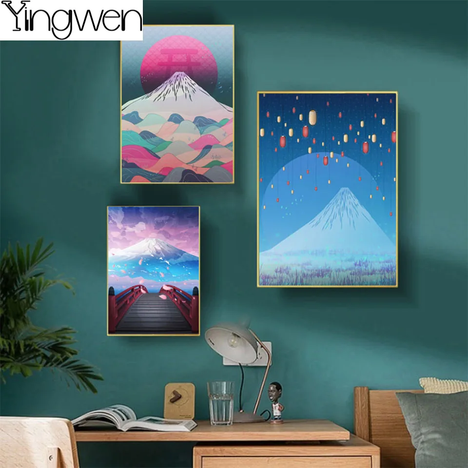 5D Japan Scenery DIY Diamond Painting Cross Stitch Full Mosaic Drill Mountain Fuji Embroidery Rhinestone Landscape Room Decor