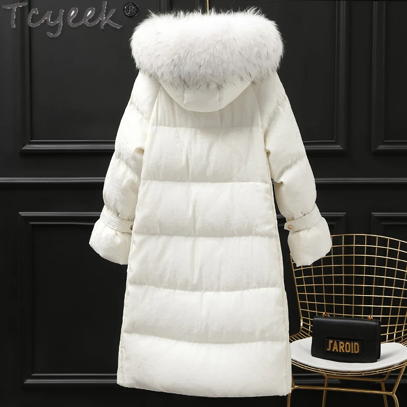 High Quality 90% White Duck Down Jacket Woman Korean Coat Female Hooded Parkas Raccoon Dog Fur Collar 2021 Abrigo Mujer 9