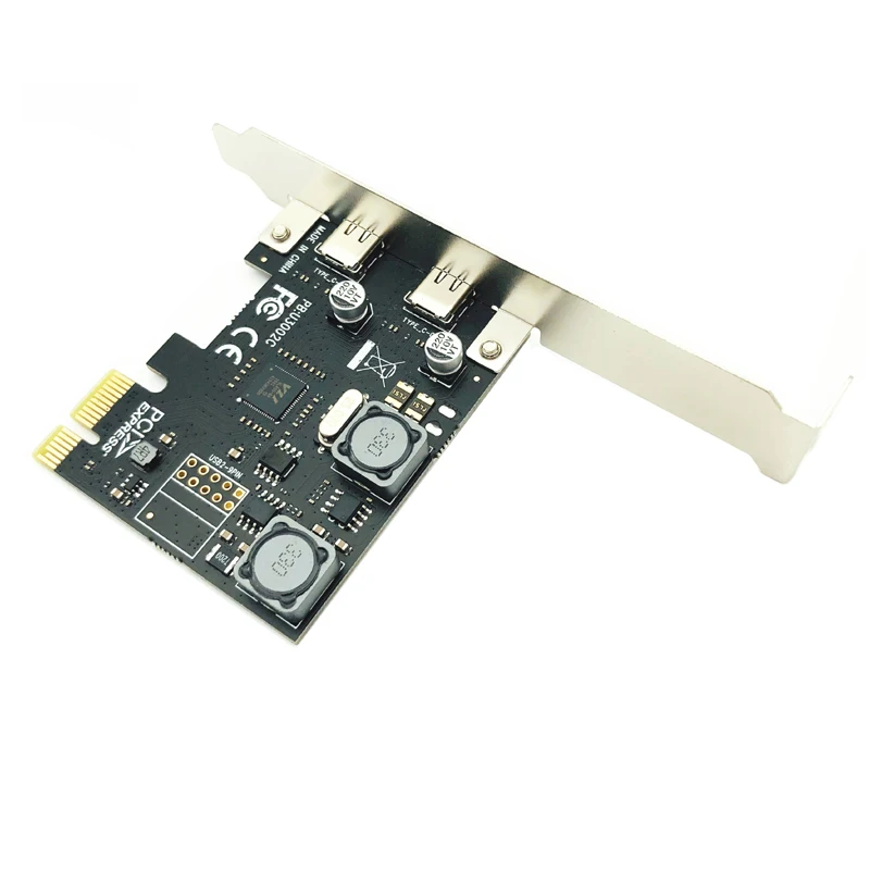 Pcie-placa para expansão usb, chip para pc desktop, 2 portas tipo c, adaptador pci express x1 para usb 3.0, 5gbps
