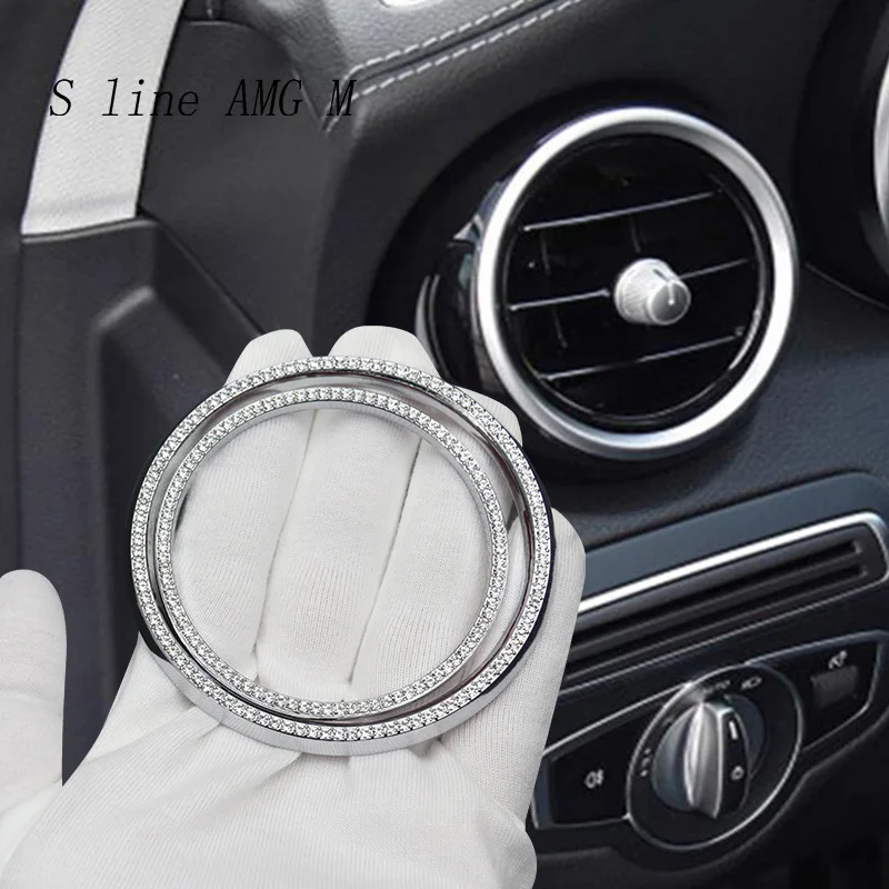 Car Styling Air Conditioning Outlet diamond Rings Decoration Cover Trim For Mercedes Benz C Class W205 GLC X253 Auto Accessories