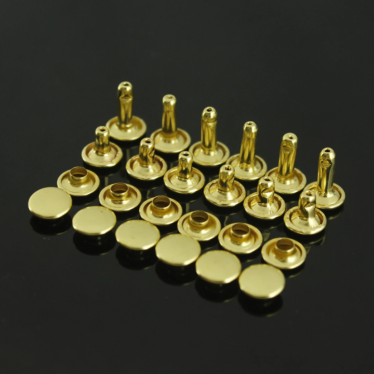 100pcs Brass Round Double Cap Rivets Stud Collision Nail Leather Craft Bag Belt Clothing Garment Shoe Decor Fastener