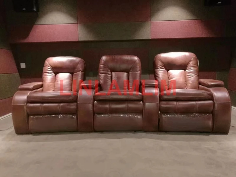 MANBAS electric recliner SOFA relax chair theater Cinema  living room Sofa BED functional genuine leather couch corner 3 seater