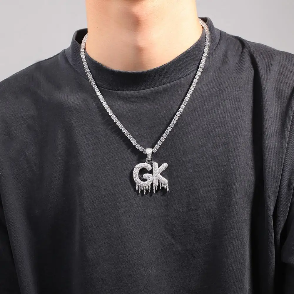 TBTK Customized Name Necklace Drip Bubble Letter Gold Color Iced Out Cubic Zirconia Custom Pendant Men And Women Hiphop Jewelry