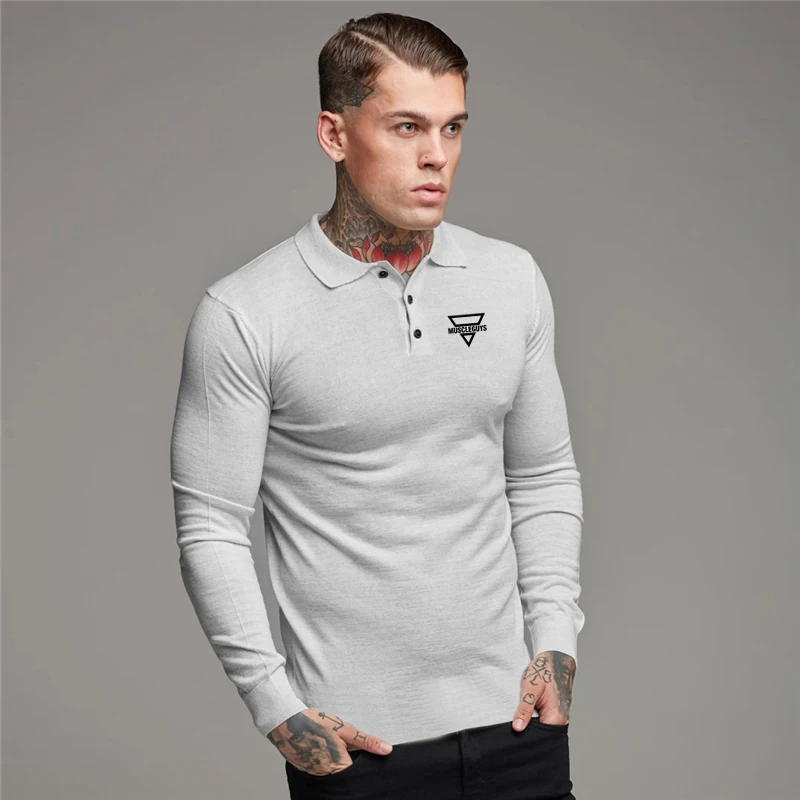 2020 Men's Casual Long Sleeve Business Shirts Male Striped Fashion Brand Polo Shirt Designer Tenis Polos Long-sleeved Clothing