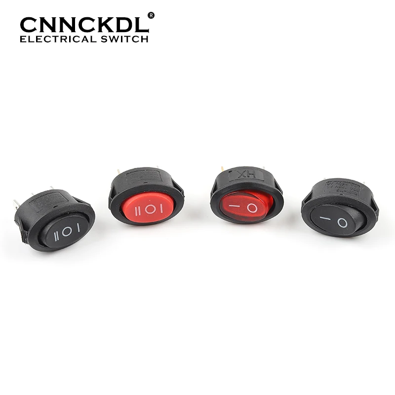 5 pcs KCD1 25*16.5mm Mini Round Boat Rocker Switch 2/3 Pin SPST ON-ON ON-OFF ON-OFF-ON 6A/250VAC Power Button Switch With Light