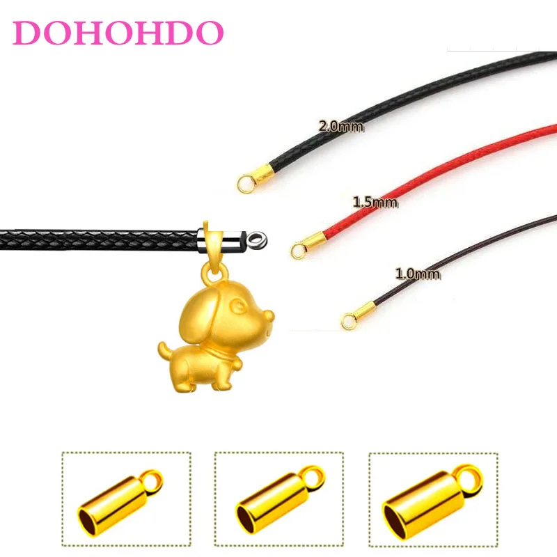 1.5-3mm Necklace Cord Leather Cord Wax Rope Chain With Stainless Steel Gold Color Lobster Clasp For DIY Necklace Jewelry Making