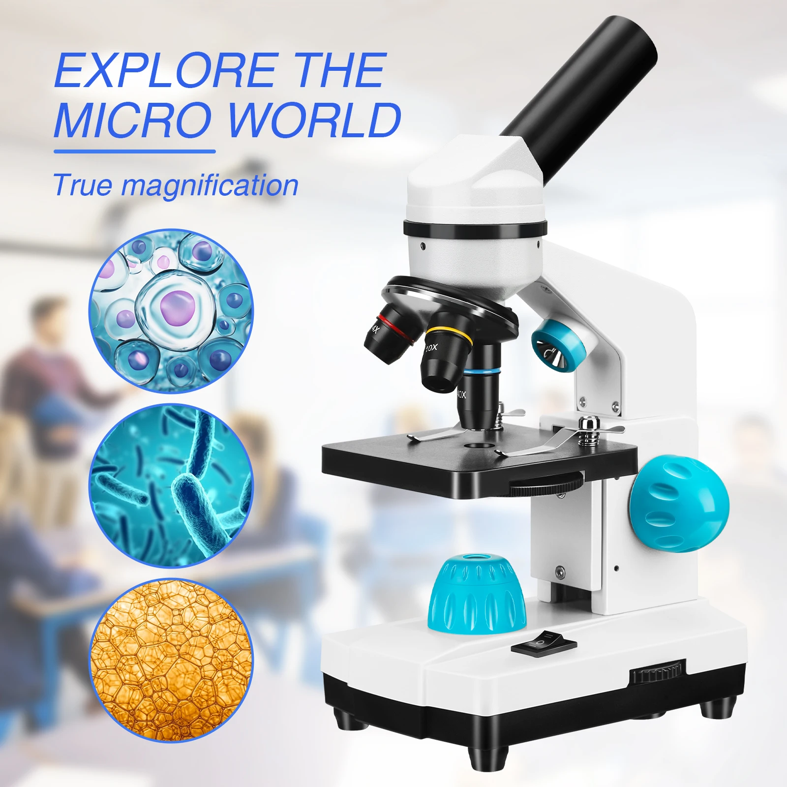 100-2000X Magnification Student Scientific Experiment Biological Microscope Children\'s Science Experiment Biological Microscope