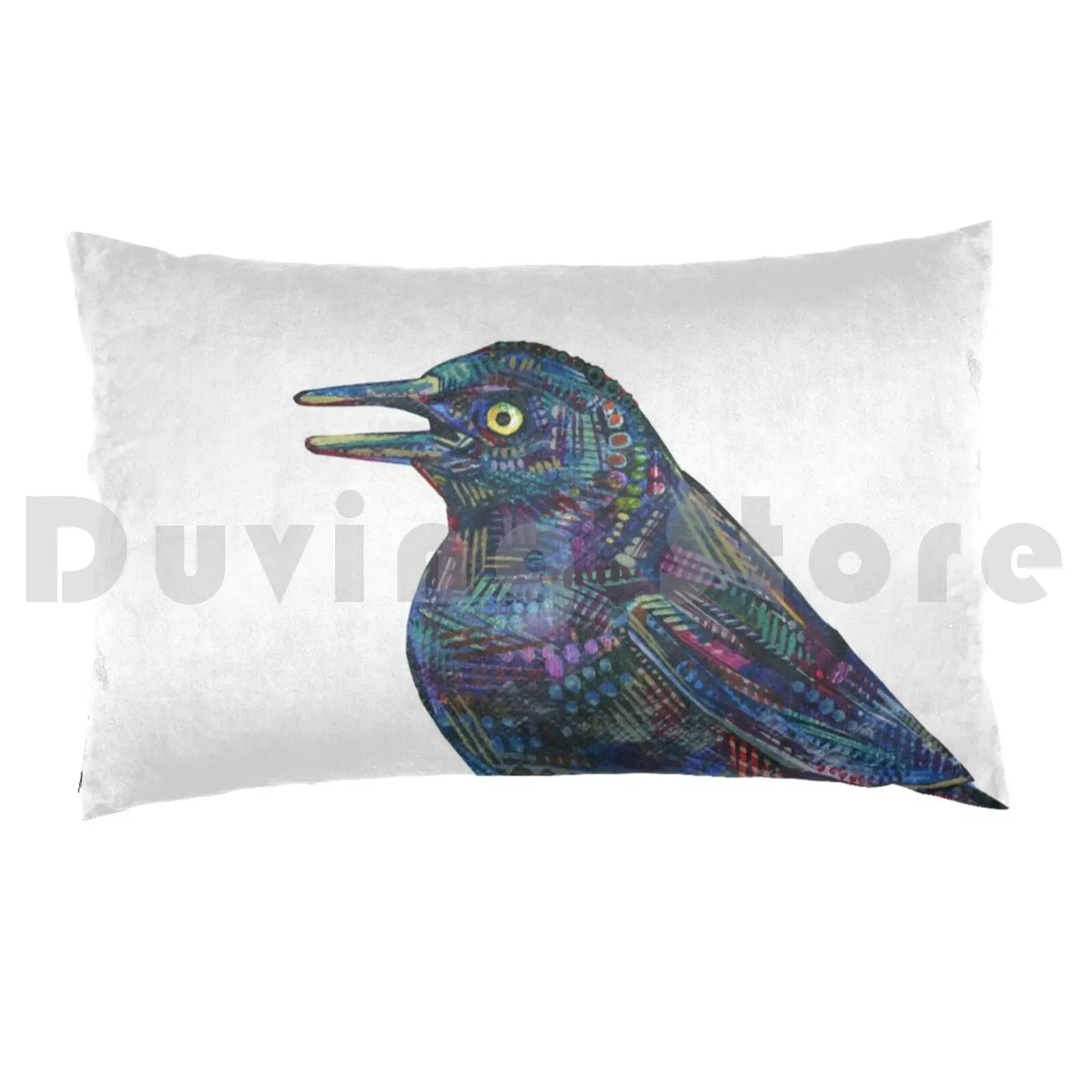 Rusty Blackbird Painting-2016 Pillow Case 20*30 Inch Bird Blackbird Black Fauna Gwenn Seemel Gwen Seemel