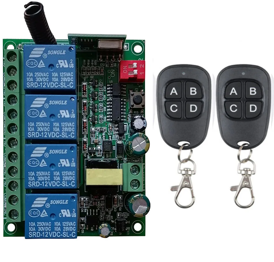 AC110V 220V 230V 4CH 315MHZ 433MHz rf Remote Control Switch Wireless Relay Receiver Controller for Garage\ Door\ LED\ Bulb
