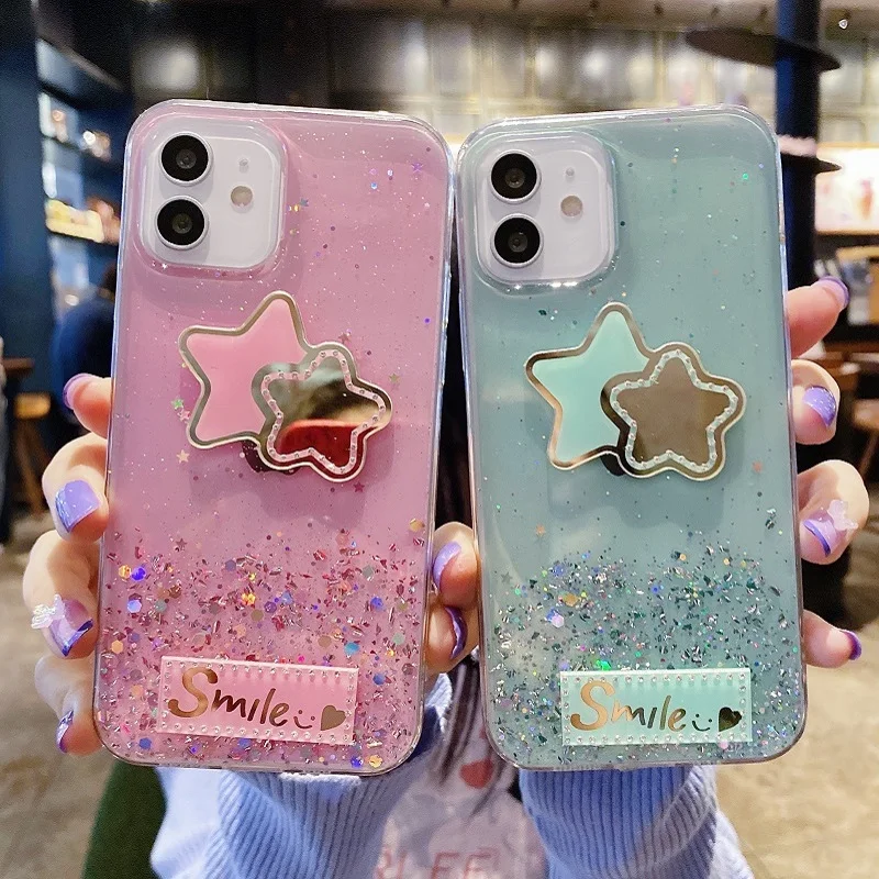 Glitter Clear Bling Star Case For Huawei Mate 40 30 30E 20 X 10 9 Pro Plus Lite Diamond Mirror Stars Epoxy Cover