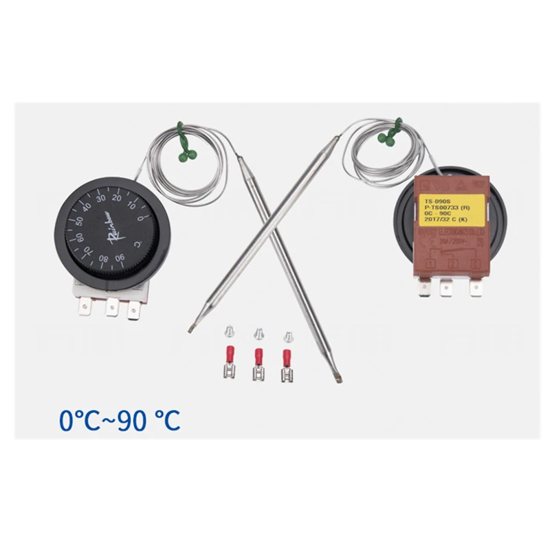 Korea Rainbow 3 Pins Mechanical Thermostat Temperature Switch Adjustable Controller TS-090S R 0-90°C Celsius