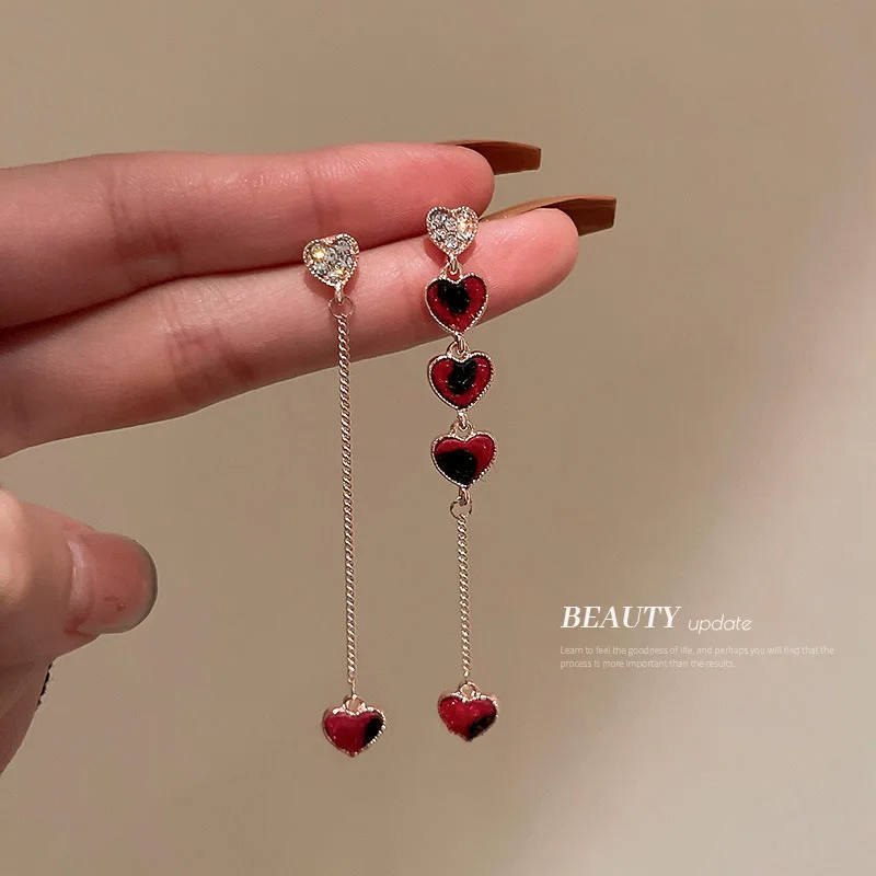 2021 New Arrival Crystal Trendy Asymmetric Crystal Loving Temperament Long Chain Women Dangle Earrings Fashion Party Gifts