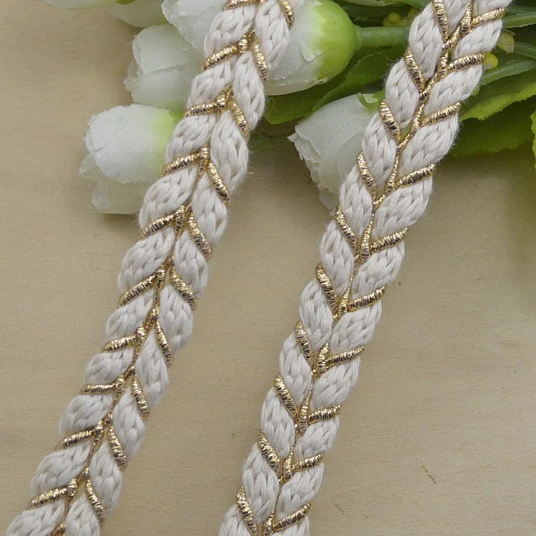 2Meters Beige Lace Trim Cotton Fabric 15mm Gold Centipede Braided Lace Ribbon DIY Garment Sewing Accessories Wedding Home Crafts