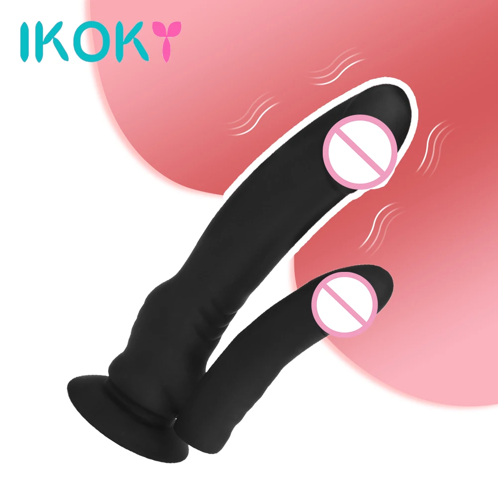 IKOKY Female Double Dildo Vibrators Silicone Waterproof G spot Clitoris Stimulate Anal Plug Clitoris Stimulator