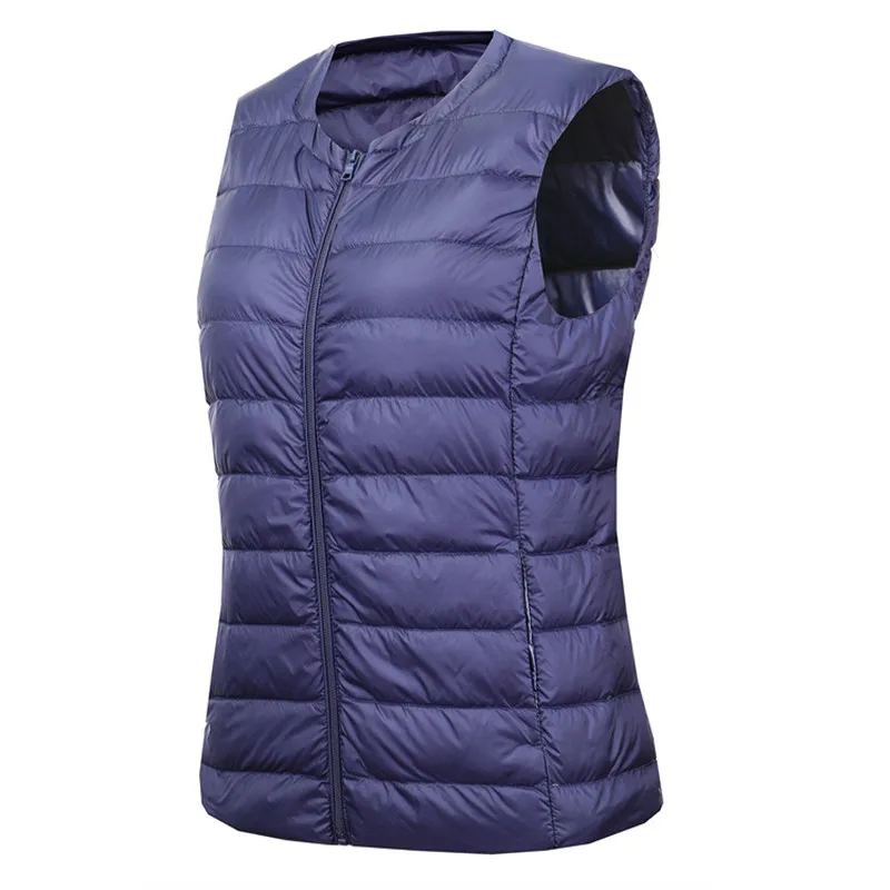 Autunno inverno donna gilet senza maniche giacca Ultra leggero bianco piumino d'anatra gilet corto femminile Outwear Oversize 7XL AB1839