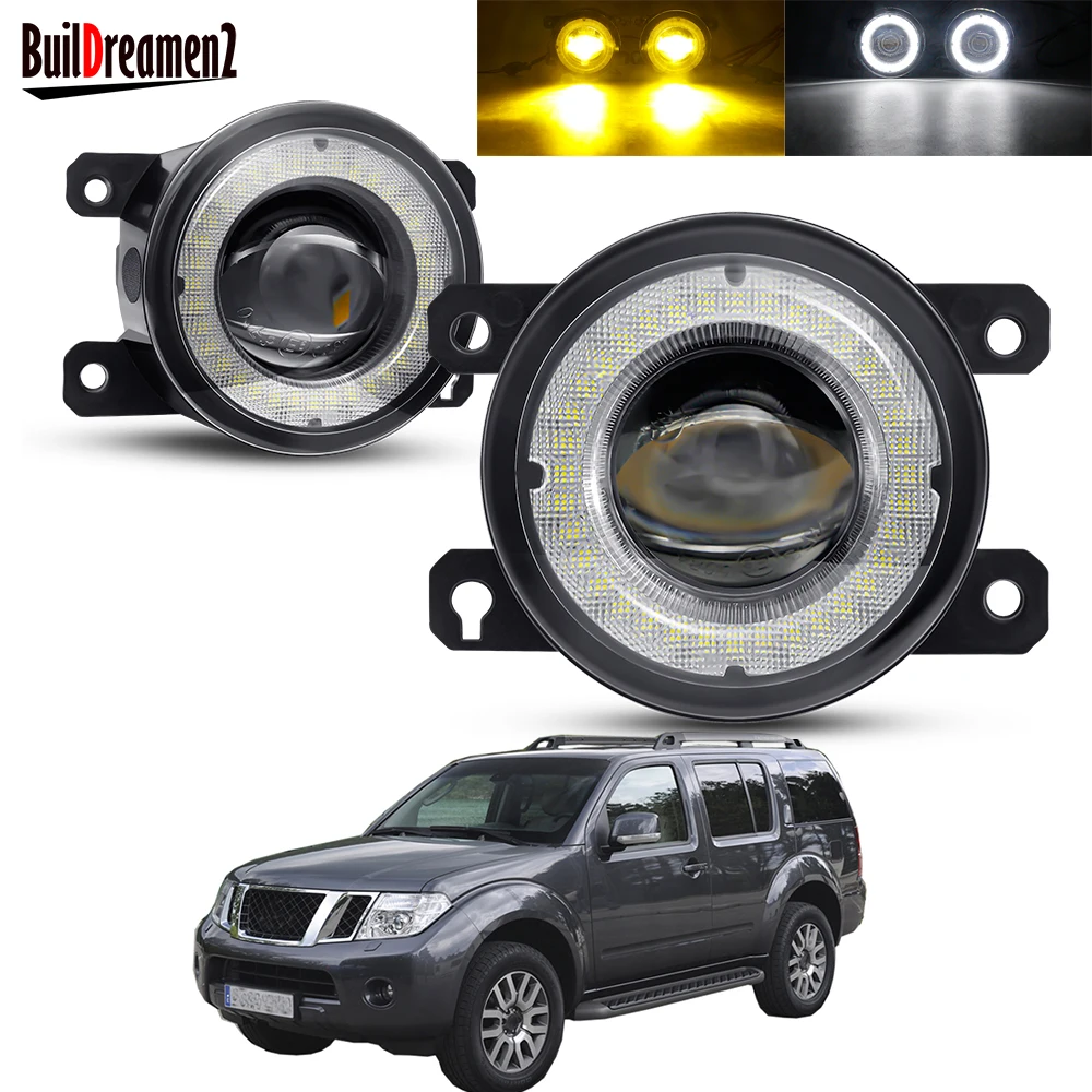 2 Pieces Car Front Bumper LED Lens Fog Light Assembly Angel Eye Daytime Running Lamp DRL 12V For Nissan Pathfinder R51 2005-2012