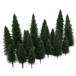 Evemodel 40pcs Model Pine Trees Deep Green Pines For HO O N Z Scale Model Railroad Layout S0804