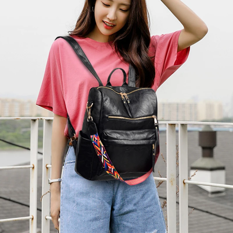 8 Color Women Soft Leather Backpacks Vintage Female Shoulder Bags Sac a Dos Casual Travel Ladies Bagpack Mochilas School Bags