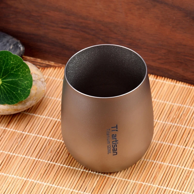 Pure Titanium Double Water Cup Japanese Style Non-flavored Tea Cup Single Master Cup Kung Fu Tea Cup 120ml Ta8731