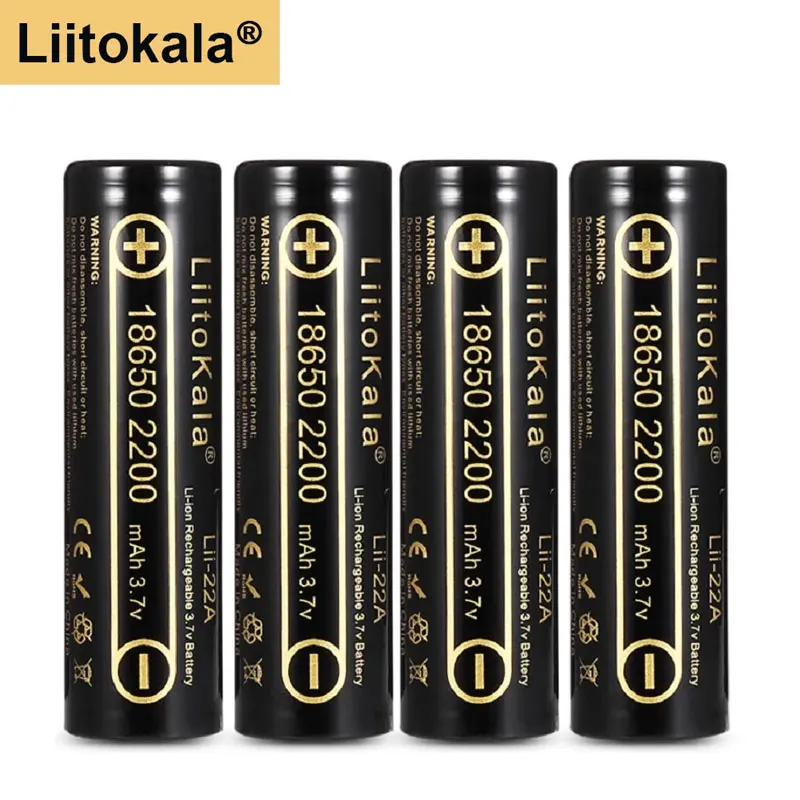 LiitoKala 100% original Lii-22A li Ion Batteries 3.7V 18650 2200mAh Rechargeable Battery Li-ion Lithium Battery for Flashlight