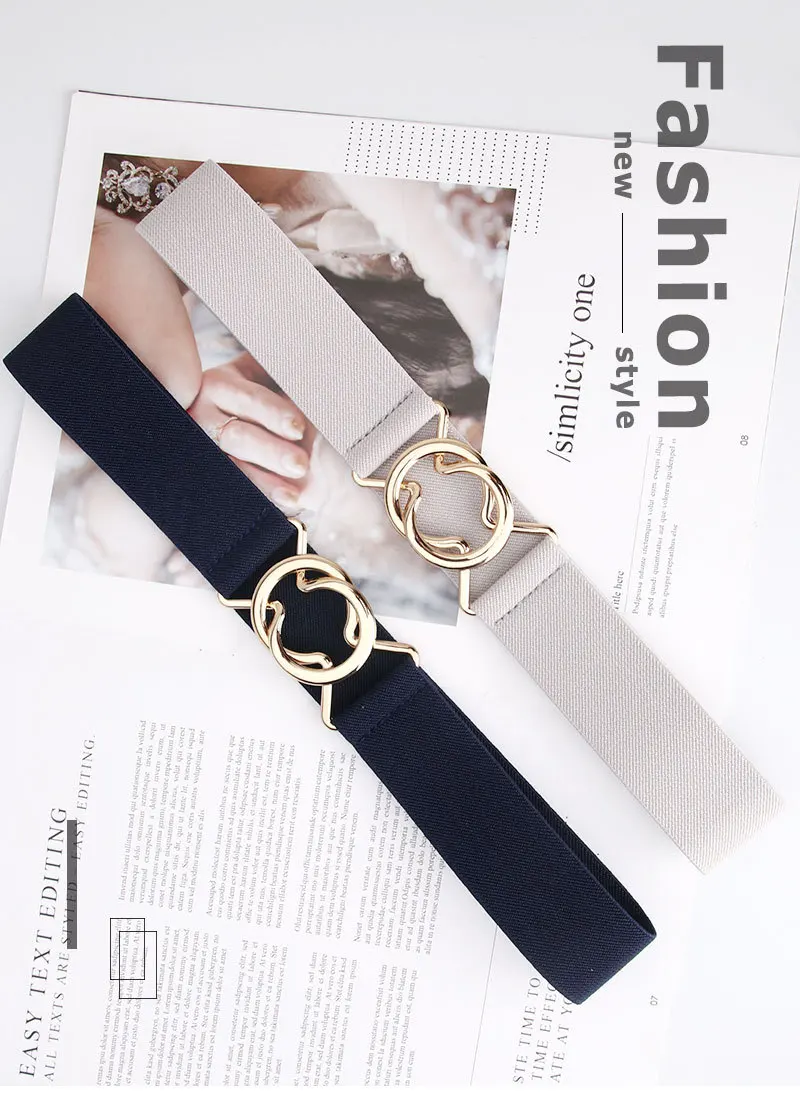 71cm Female Fashion Belt Waist Elastic Band Geometric Buckle Clothing Sweater Coat Decoration Belts for Women Girl Girdle Gift