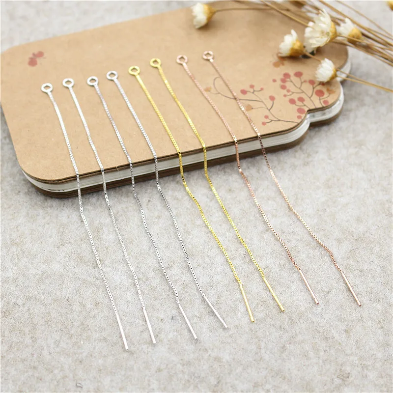 

silver DIY handmade earring accessories box chain ear line hanging semi-finished material