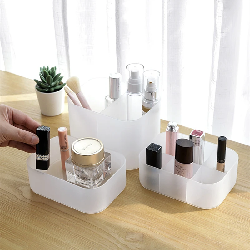 

Makeup Organizer for Cosmetic Large Capacity Cosmetic Storage Box Desktop Jewelry Nail Polish Makeup Plastic Frosted Grid Box
