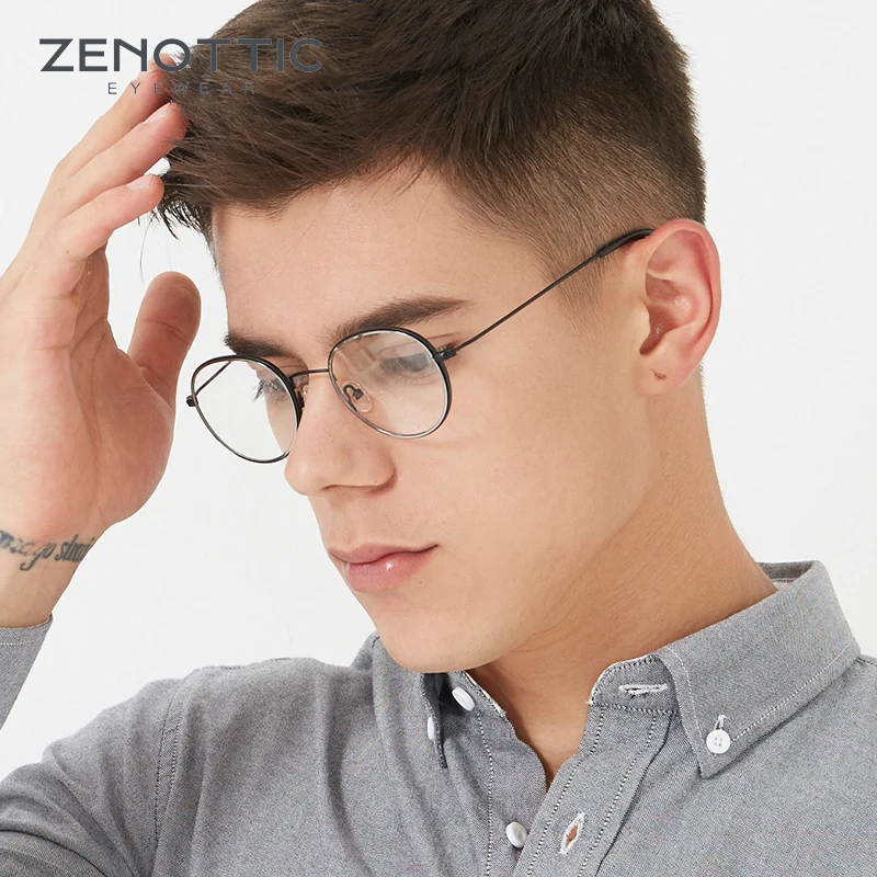 

ZENOTTIC Brand Designer Men Round Glasses Vintage Metal Titanium Optical Eyeglasses Luxury Women Myopia Spectacle Eyewear Frames