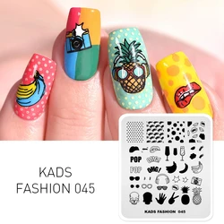 KADS 7*8cm Stamping Plate Fruit & Lips cartoon Pattern Stencil For Polish Nail Stamping Template Nail Decoration Tool