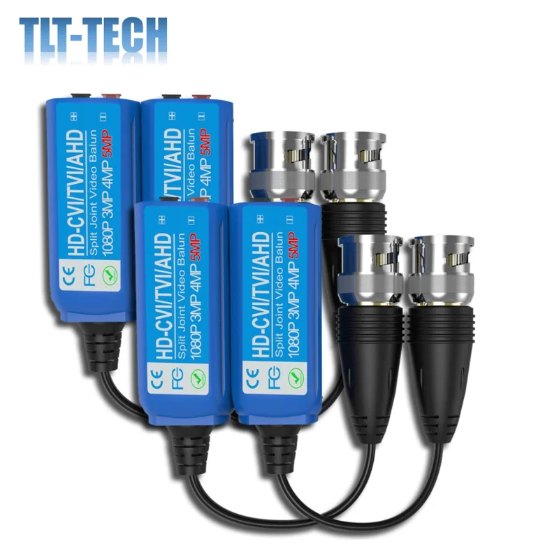 Video Balun Transceiver 5MP Mini CCTV BNC HD CVI/TVI/CVBS/AHD Passive Video Balun Split Joint Transmitter (2 Pairs)