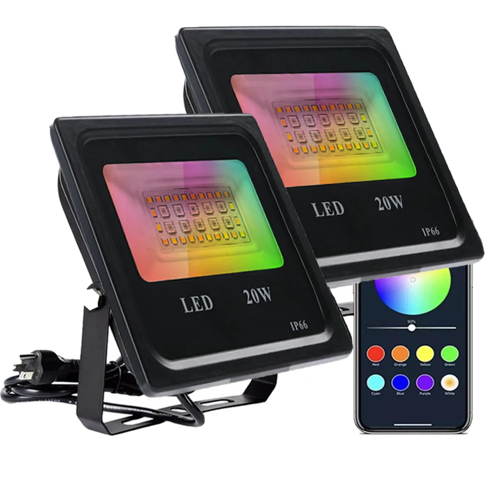 

20W Bluetooth RGB Floodlight Spotlight Landscape Garden Flood Light Smart App Group Control Outdoor Smart Stage Light