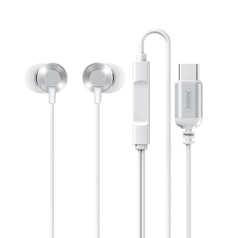 Original Remax 512 Earphone Type-C Wired Headset Noise Cancelling Fashion In-Ear Earphones For Huawei Samsung Phone