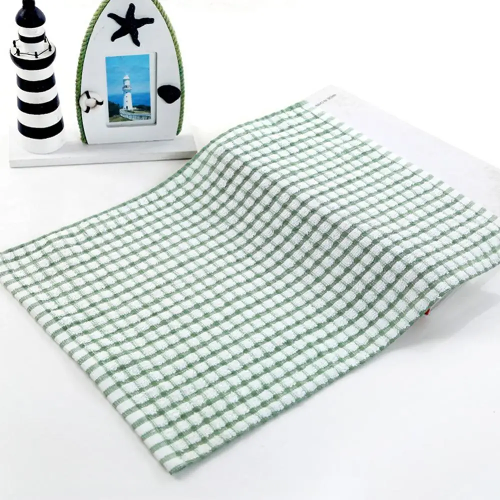 Soft Plaid Absorbent Kitchen Table Dishcloth Cotton Cleaning Cotton Tea Towel