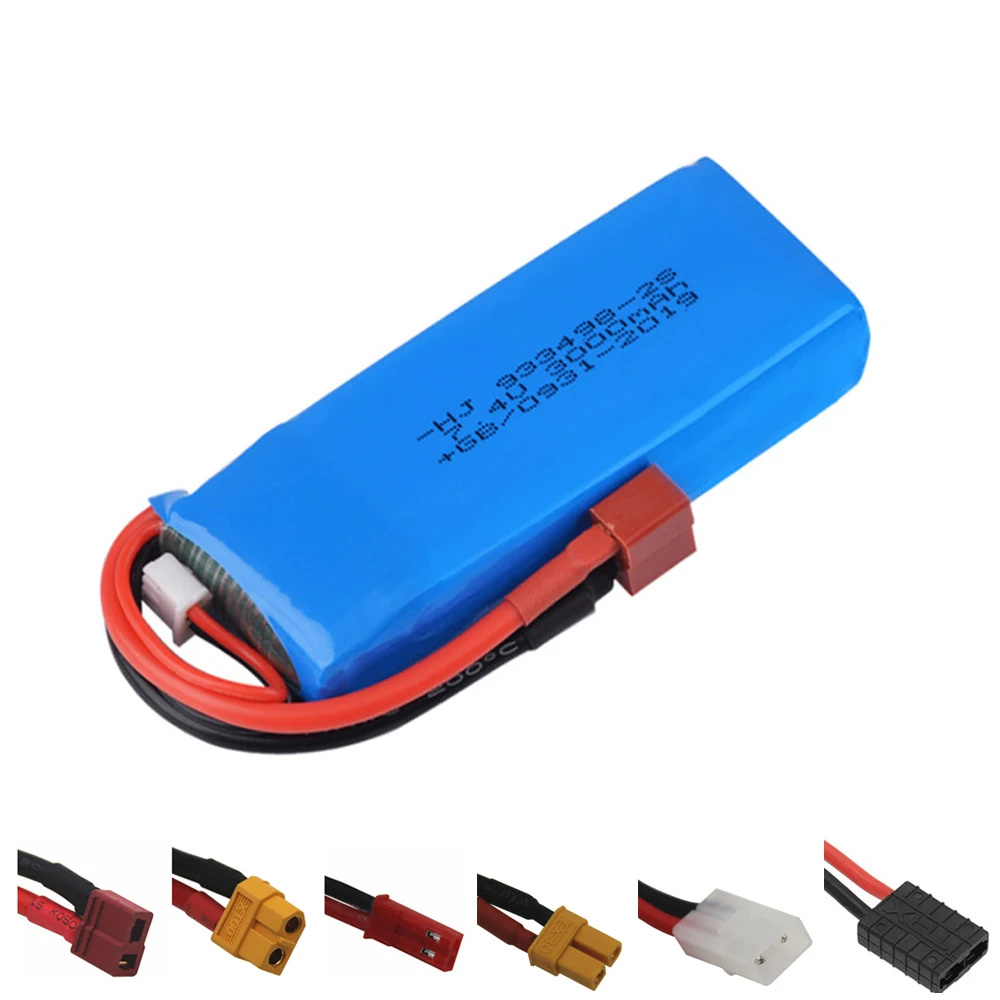 

Upgrade 7.4V 3000mAh Lipo Battery For Wltoy 144001 Remote control toy Car Spare Parts 7.4V high capacity battery T/JST/XT60 Plug