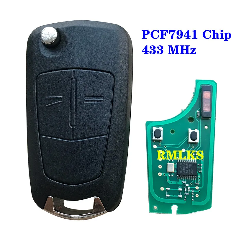 2X Fit For Opel Astra H Zafira B Corsa D Flip Key Remote 2 Buttons Complete Remote Key Fob 433Mhz T14 ID46 PCF7941 Chip