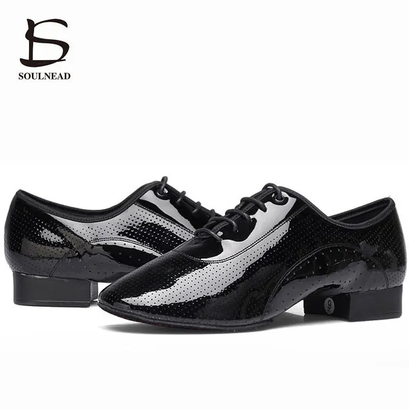 Latin Dance Shoes Men Standard Ballroom Dance Shoes Black Genuine Leather Practice Competition Male Salsa Modern Dancing Shoe