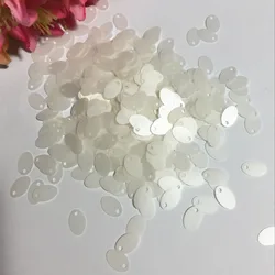 3000pcs/lot 5*8mm Small Oval Egg Shape Sequins PVC Flat With Side Hole Belly Dance Garment DIY Accessories Dull Matte White