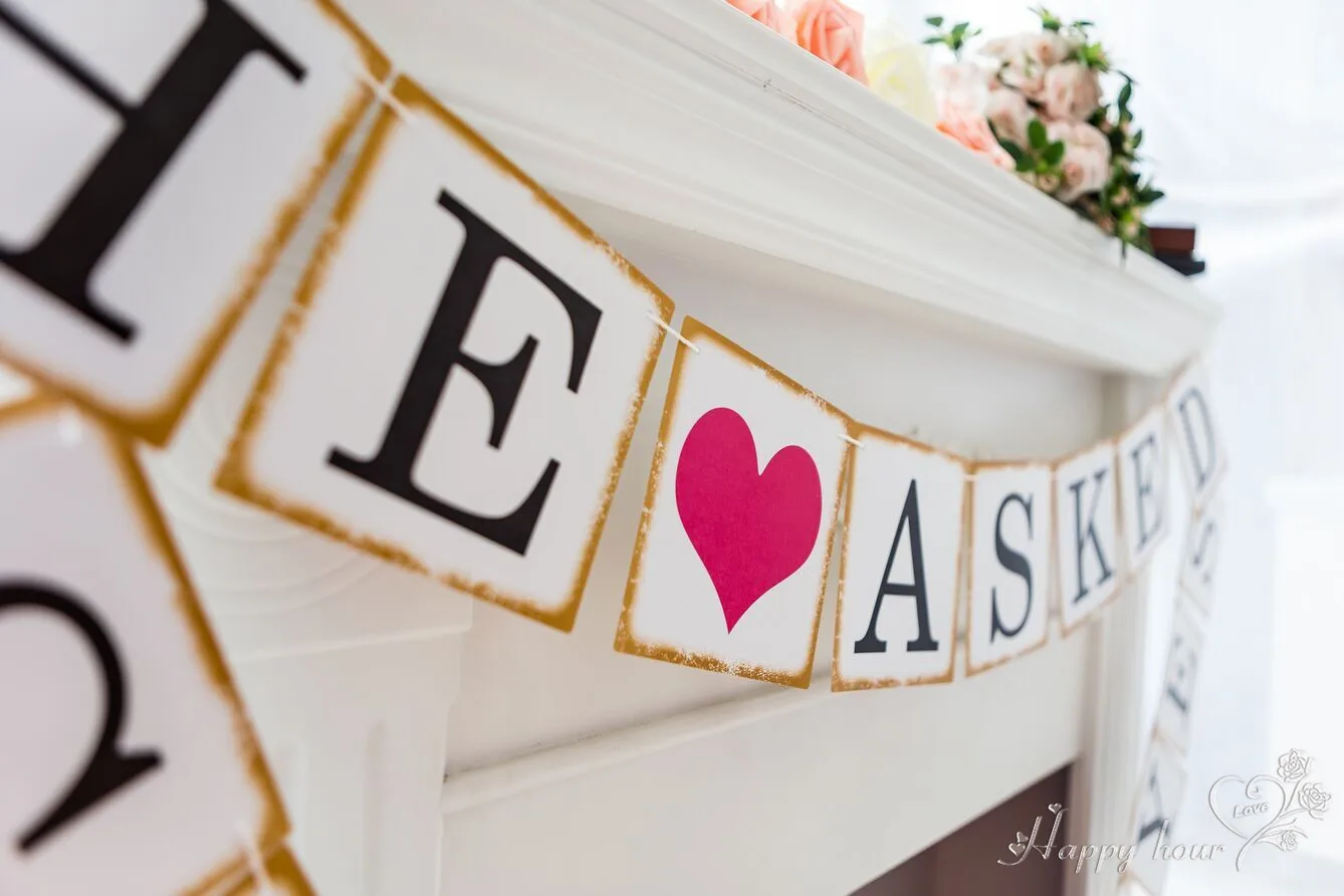 HE ASKED SHE SAID YES Sign Wedding Party Garland