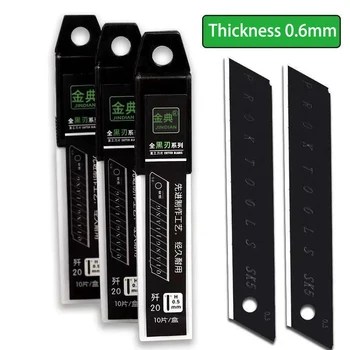 100Pcs Rvs Utility Mes 100Mm * 18Mm Zwart Diy Tool Vervangen De Carving Blade Voor student Kantoorbenodigdheden