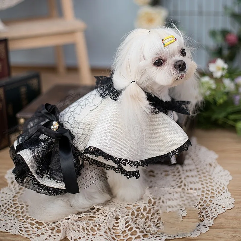 Handmade Winter Dog Clothes Pet Coat Dress Jacket Debutante Lady High Tea Style Cute Cloak Costume Warm Festival Holiday Walks