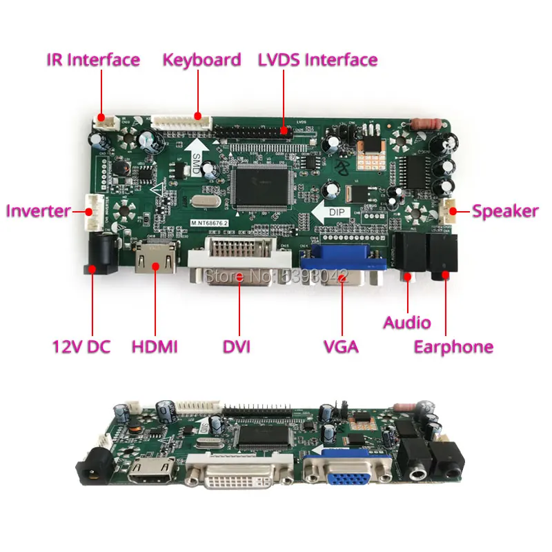 Imagem -05 - Lvds 20-pin Kit Faça Você Mesmo Painel Lcd Unidade Controlador Placa 4-ccfl Vga Mais Dvi m. Nt68676 Ajuste Lt150x1 Lta150xh Matriz Ltm150xh 1024*768