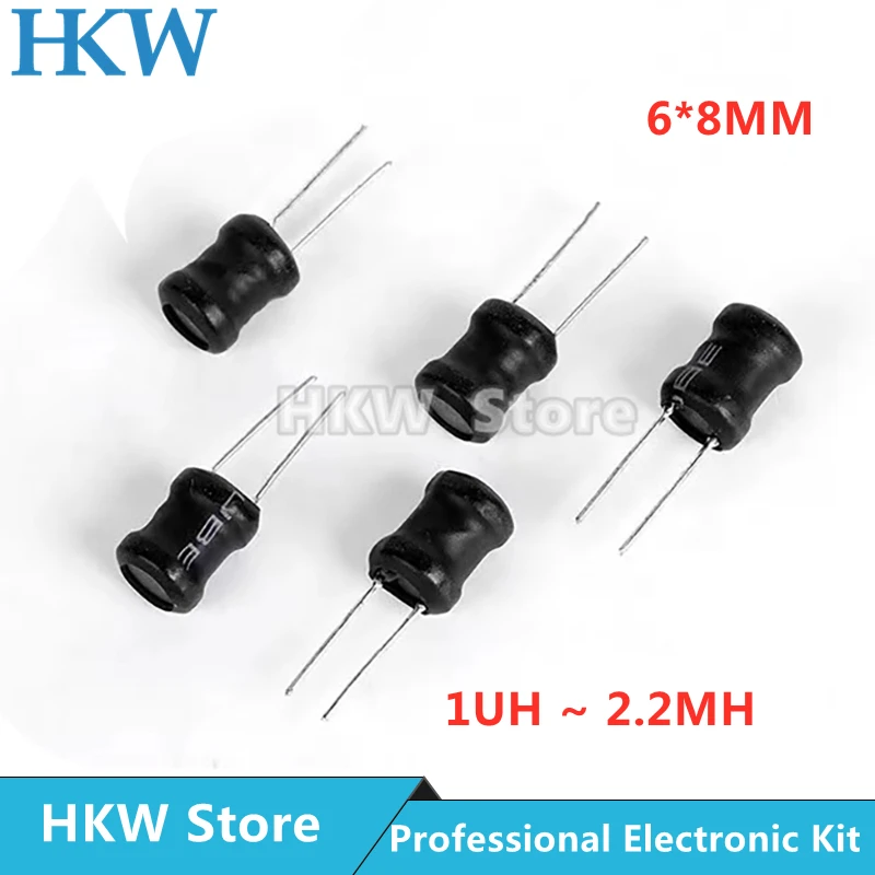 

20pcs DIP Power Inductor Coil 6*8mm 2.2UH 4.7UH 10uH 22uH 100uH 150uh 220uH 330uH 470uH 1MH 2.2MH 4.7MH 10MH Inductance 2 Pins