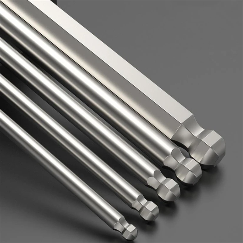 7Pcs 100mm SAE Ball End Hex Screwdriver Bits Set  5/64-5/16 Inch S2 Alloy Steel Magnetic Ball Head Driver Bit