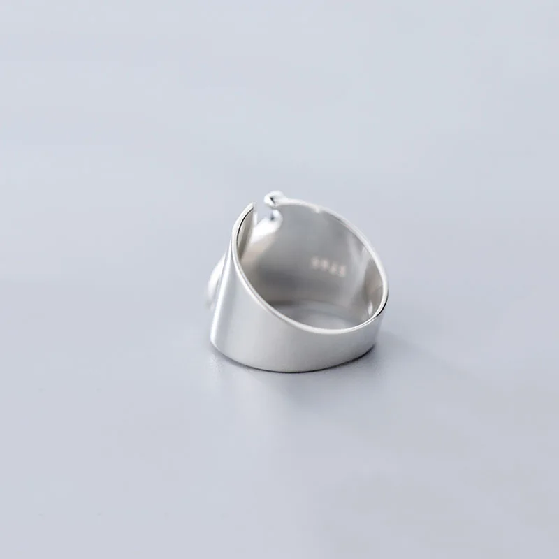 Anillo de Plata de Ley 925 auténtica para mujer, sortija de apertura ancha con ondas minimalistas, joyería fina OL para fiesta