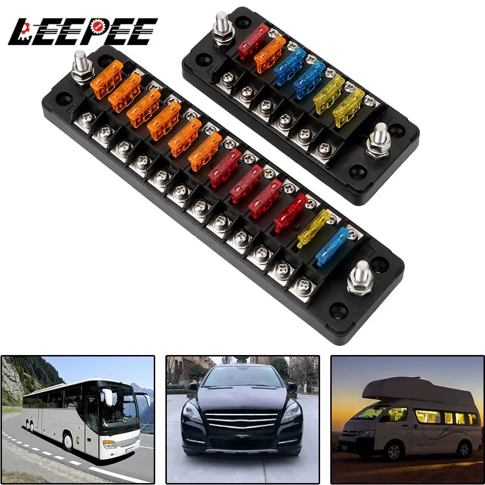 32V 75A Fuse Box Holder Flame Retardant 6 Ways 12 Ways Blade Fuse Block With Cover Accessories For Car Marine Boat Truck Trailer