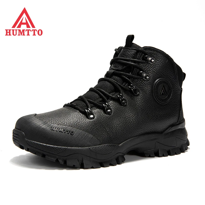 HUMTTO Winter Wool Ankle Boots Men Brand Genuine Leather Fashion Designer Casual Male Snow Boots New Warm Work Platform Shoes