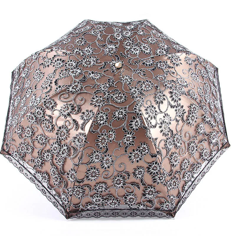 Princess Sunshade Parasol UV Protection Double-layer Umbrella Rainy and Sunny Foldable Embroidered Lace Umbrella