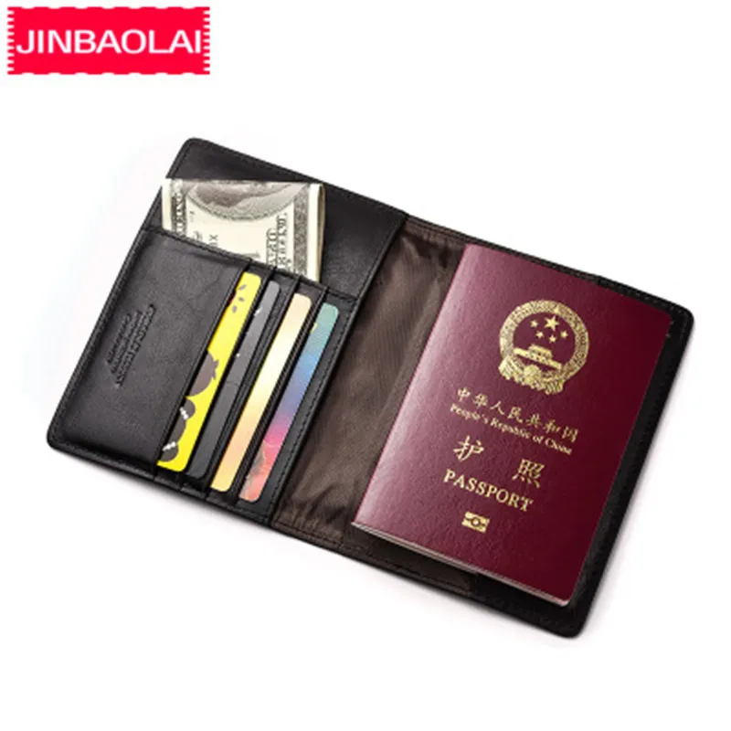 

JINBAOLAI Passport Travel Wallet Genuine Leather Card Holder Purses Multi-Function Credit Card Wallets Multi-Card Storage Pack