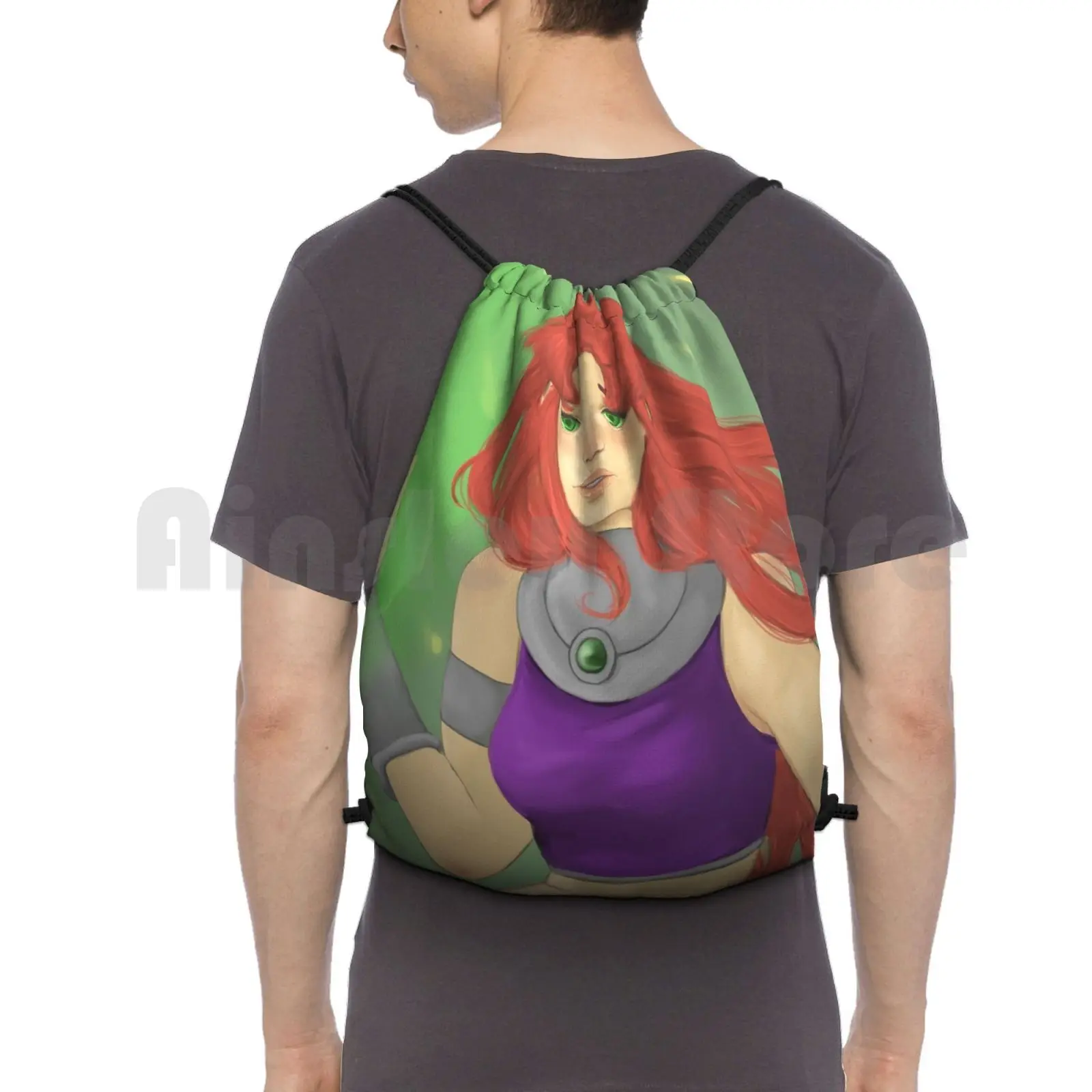 

Starfire Backpack Drawstring Bags Gym Bag Waterproof Starfire Comics Female Superhero Fan Art